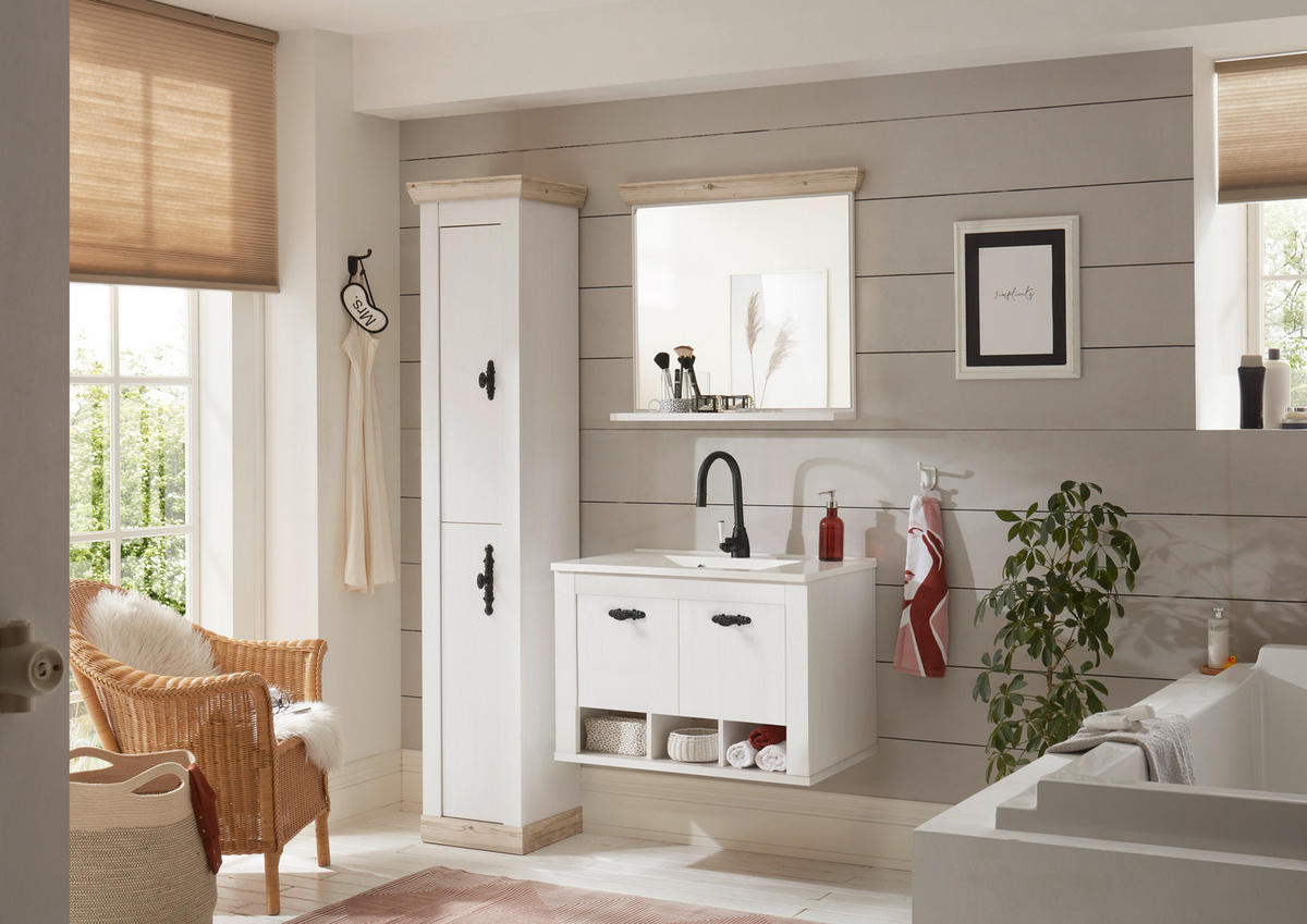 BADEZIMMER 3-teilig  in  - Schwarz/Weiß, Design, Naturmaterialien/Holzwerkstoff (143/200/46cm) - MID.YOU