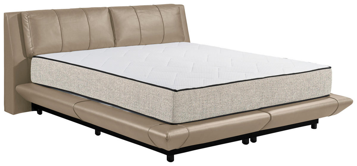 BOXBETT 180/200 cm,  in Kaschmir, gepolstertes Kopfteil, Bettkasten, Matratzen, H3 + H4 = fest + sehr fest  - Kaschmir/Schwarz, Design, Kunststoff/Textil (180/200cm) - Esposa