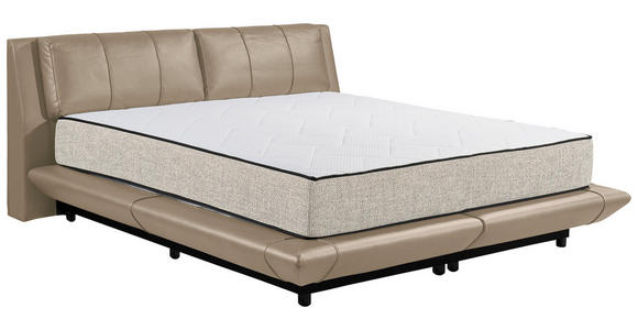 BOXBETT 180/200 cm,  in Kaschmir, gepolstertes Kopfteil, Bettkasten, Matratzen, H3 + H4 = fest + sehr fest  - Kaschmir/Schwarz, Design, Kunststoff/Textil (180/200cm) - Esposa