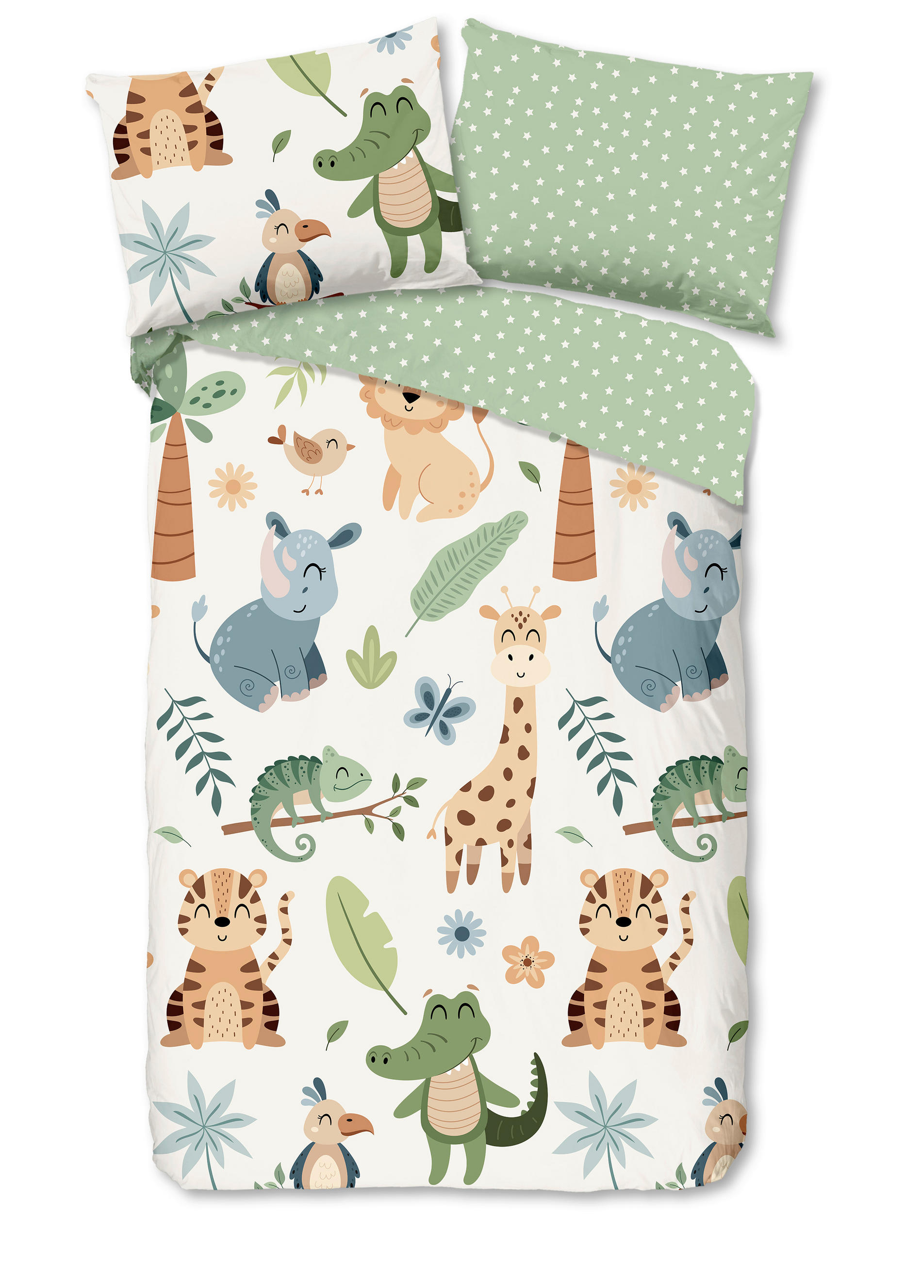 WENDEBETTWÄSCHE 2-teilig Good Morning Renforcé 140/200 cm  - Multicolor/Grün, Basics, Textil (140/200cm)