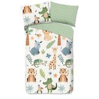 WENDEBETTWÄSCHE 2-teilig Good Morning Renforcé 140/200 cm  - Multicolor/Grün, Basics, Textil (140/200cm)