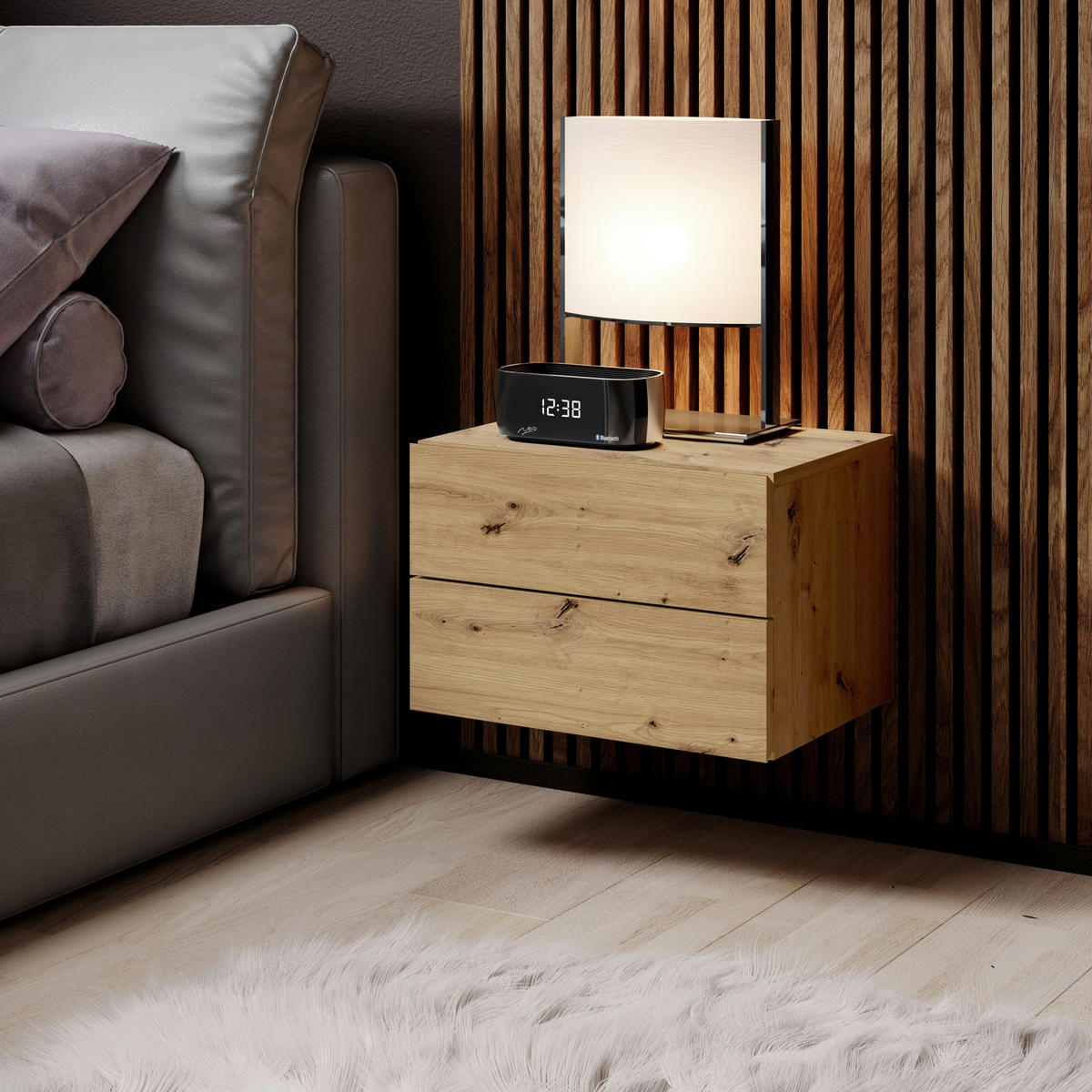 NOČNÝ STOLÍK, dub artisan, 42/28/30 cm - dub artisan, Modern, kompozitné drevo (42/28/30cm) - Livetastic