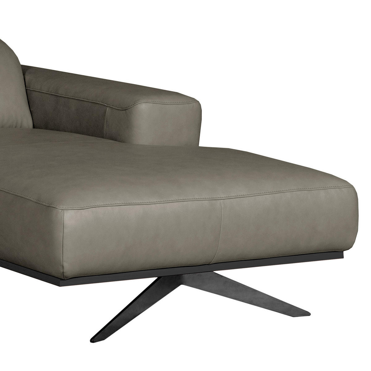 ECKSOFA  in Echtleder Grau  295/187 cm  - Schwarz/Grau, Design, Leder/Metall (295/187cm) - Livetastic
