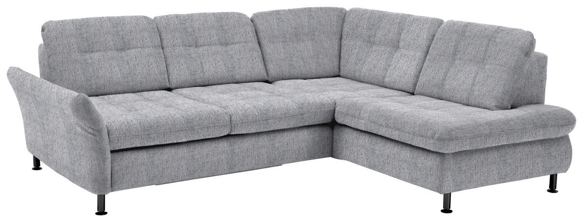ECKSOFA in Webstoff Alufarben  242/210 cm  - Schwarz/Alufarben, KONVENTIONELL, Textil/Metall (242/210cm) - Beldomo Style
