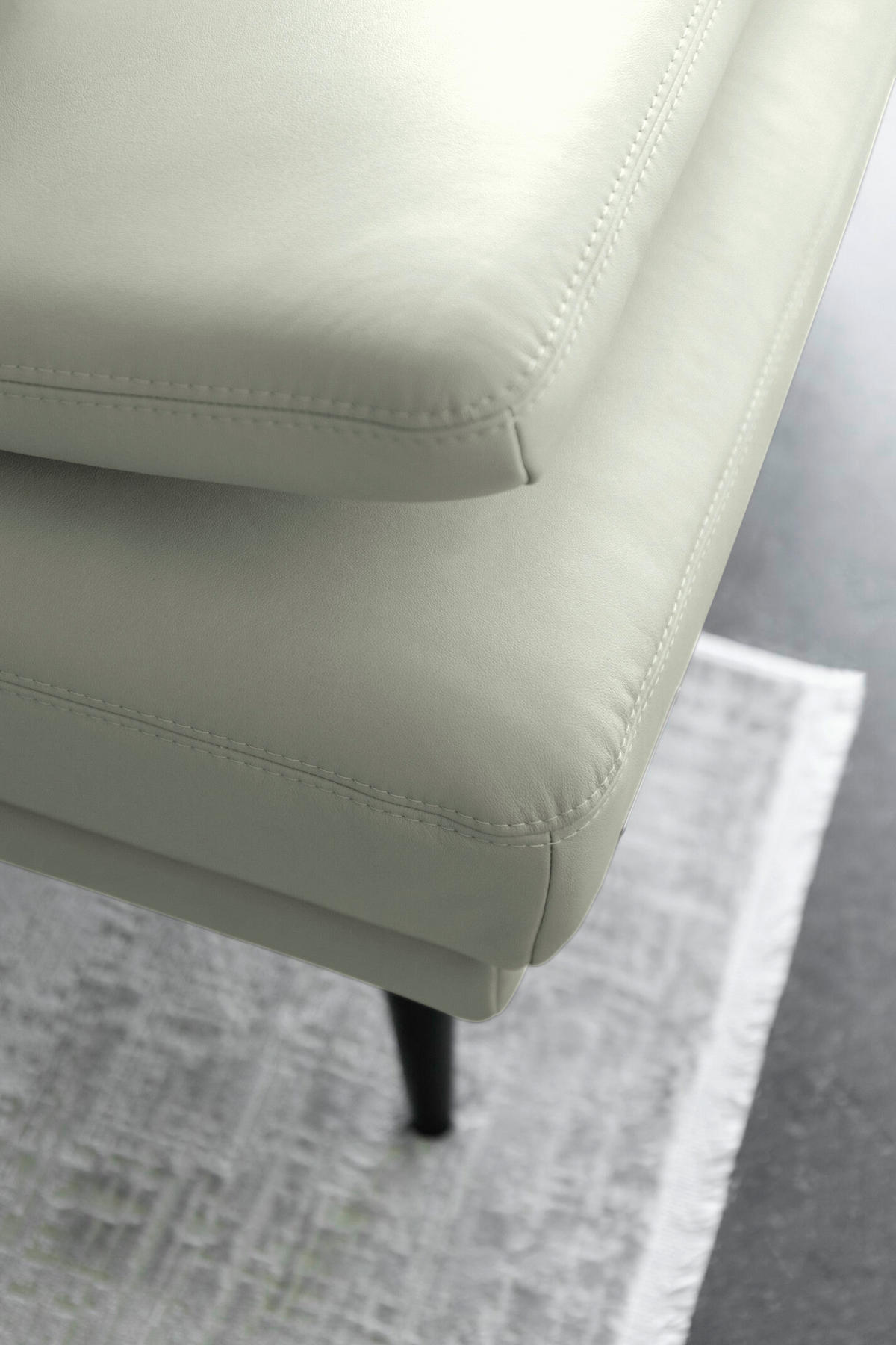 ECKSOFA Echtleder Silberfarben  - Silberfarben/Schwarz, Konventionell, Leder/Metall (301/180cm) - Joop!