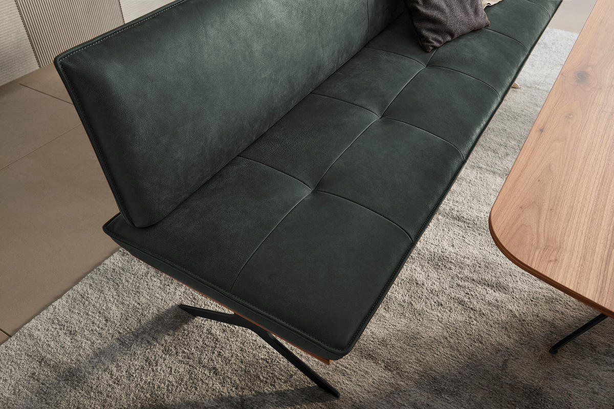 SITZBANK in Holz, Metall, Leder Schwarz, Dunkelgrün  - Dunkelgrün/Schwarz, Design, Leder/Holz (214/88/66cm) - Koinor