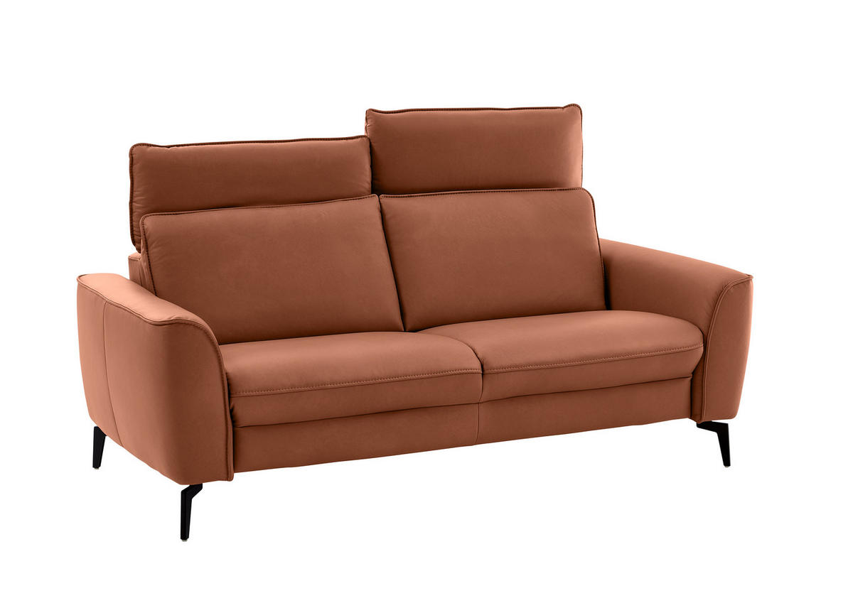 2,5-SITZER in Echtleder Cognac  - Cognac/Schwarz, Natur, Leder/Metall (194/81/110cm) - Valdera