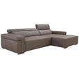 ECKSOFA DUA in Echtleder Grau  293/170 cm  - Chromfarben/Grau, Design, Leder/Metall (293/170cm) - Novel
