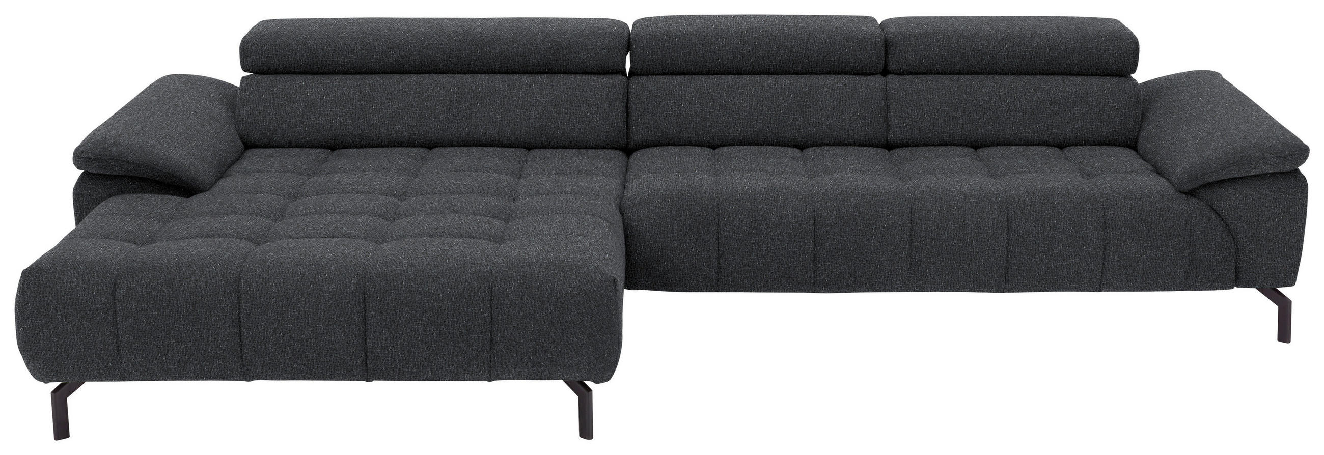ECKSOFA in Chenille Anthrazit  - Anthrazit/Schwarz, Design, Textil/Metall (190/329cm) - Beldomo Style