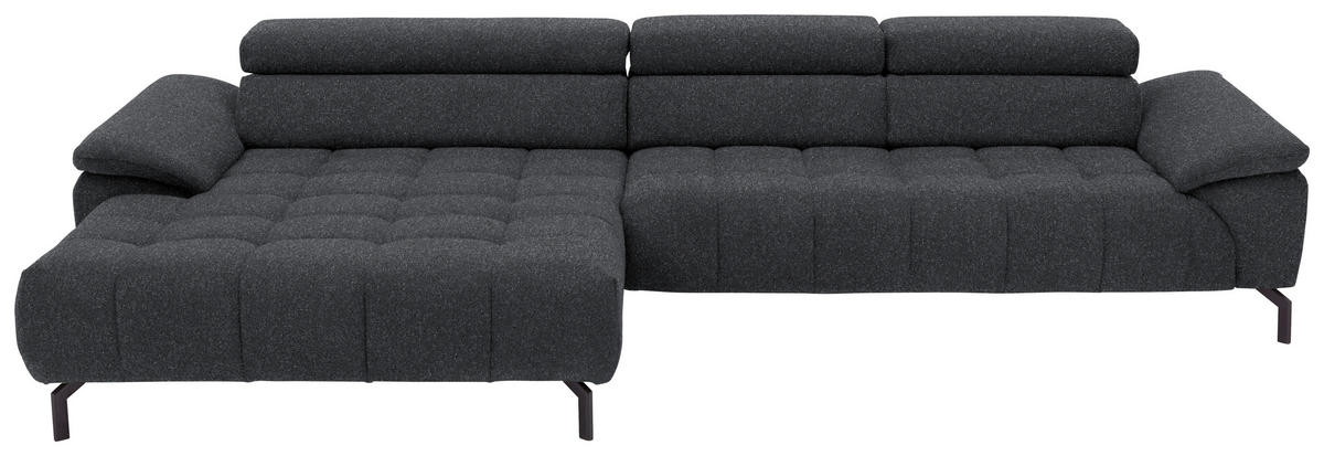 ECKSOFA in Chenille Anthrazit  - Anthrazit/Schwarz, Design, Textil/Metall (190/329cm) - Beldomo Style