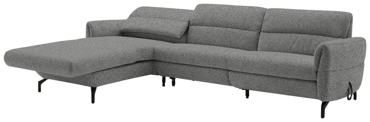 ECKSOFA Grau Chenille  - Schwarz/Grau, Design, Textil/Metall (187/299cm) - Schöner Wohnen