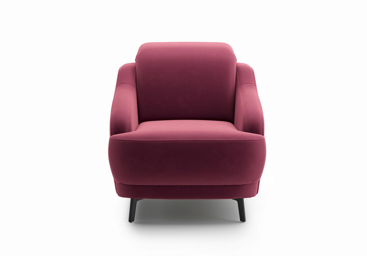 SESSEL in Samt Aubergine  - Aubergine/Schwarz, MODERN, Textil/Metall (87/93/104cm) - Sit & More