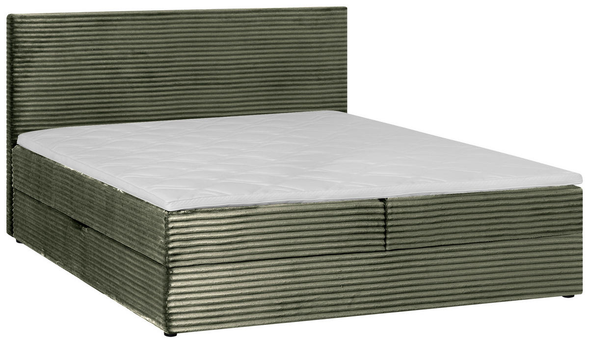 BOXBETT 140/200 cm  in Olivgrün  - Schwarz/Olivgrün, Trend, Kunststoff/Textil (140/200cm) - Boxxx