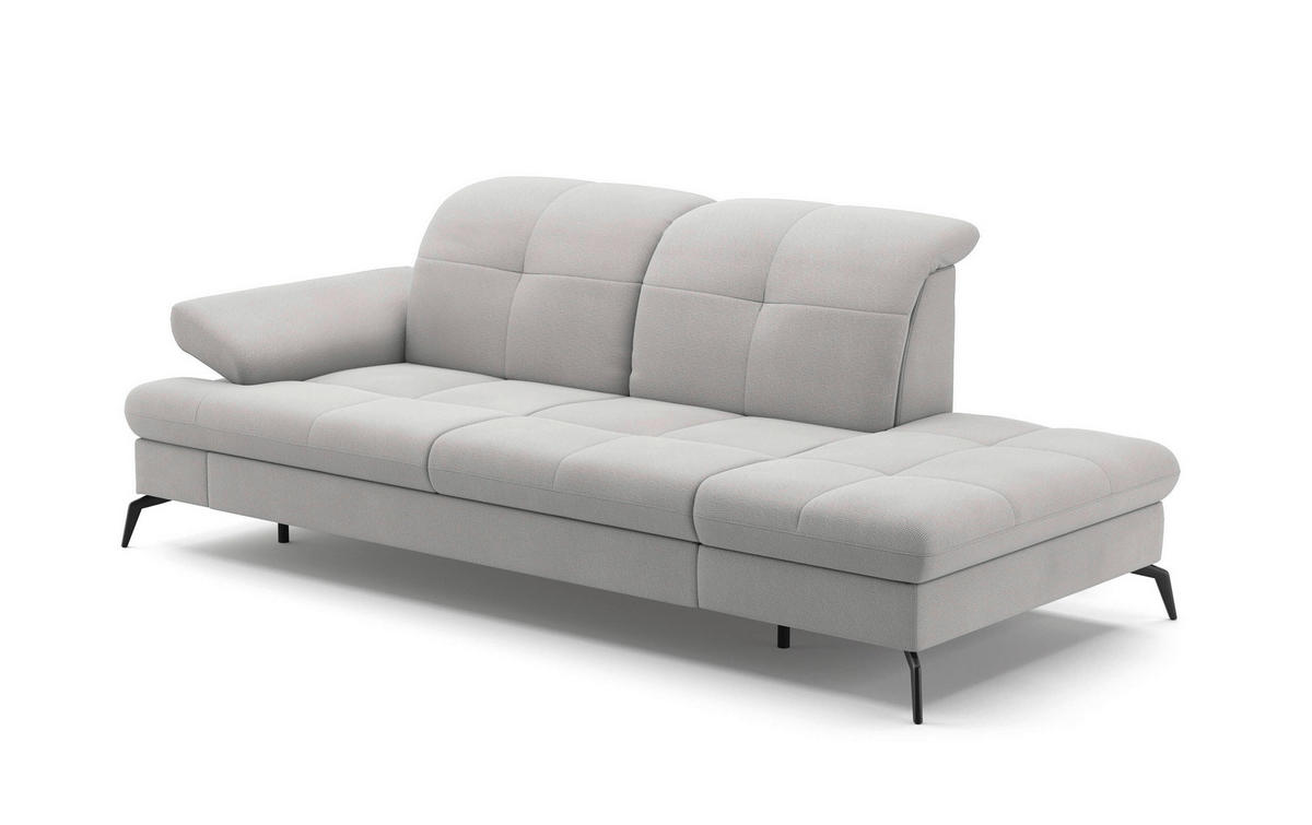 RÉCAMIERE in Flachgewebe Silberfarben  - Silberfarben/Schwarz, Konventionell, Textil/Metall (231/90/122cm) - Sit & More