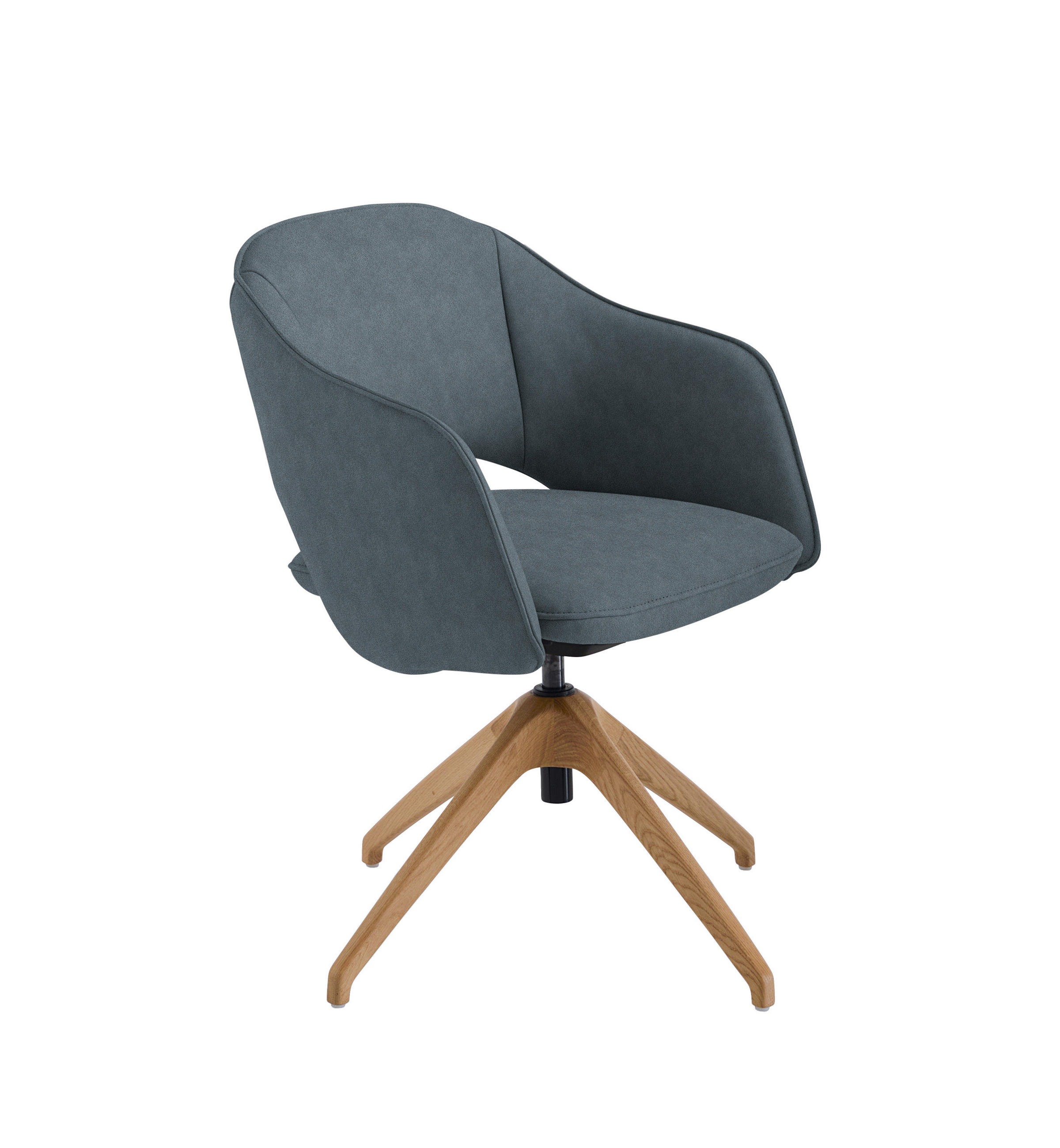 ARMLEHNSTUHL  in Echtleder naturbelassen  - Wildeiche/Blaugrau, Design, Leder/Holz (63/74-90/57-73cm) - Koinor