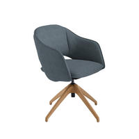 ARMLEHNSTUHL  in Echtleder naturbelassen  - Wildeiche/Blaugrau, Design, Leder/Holz (63/74-90/57-73cm) - Koinor