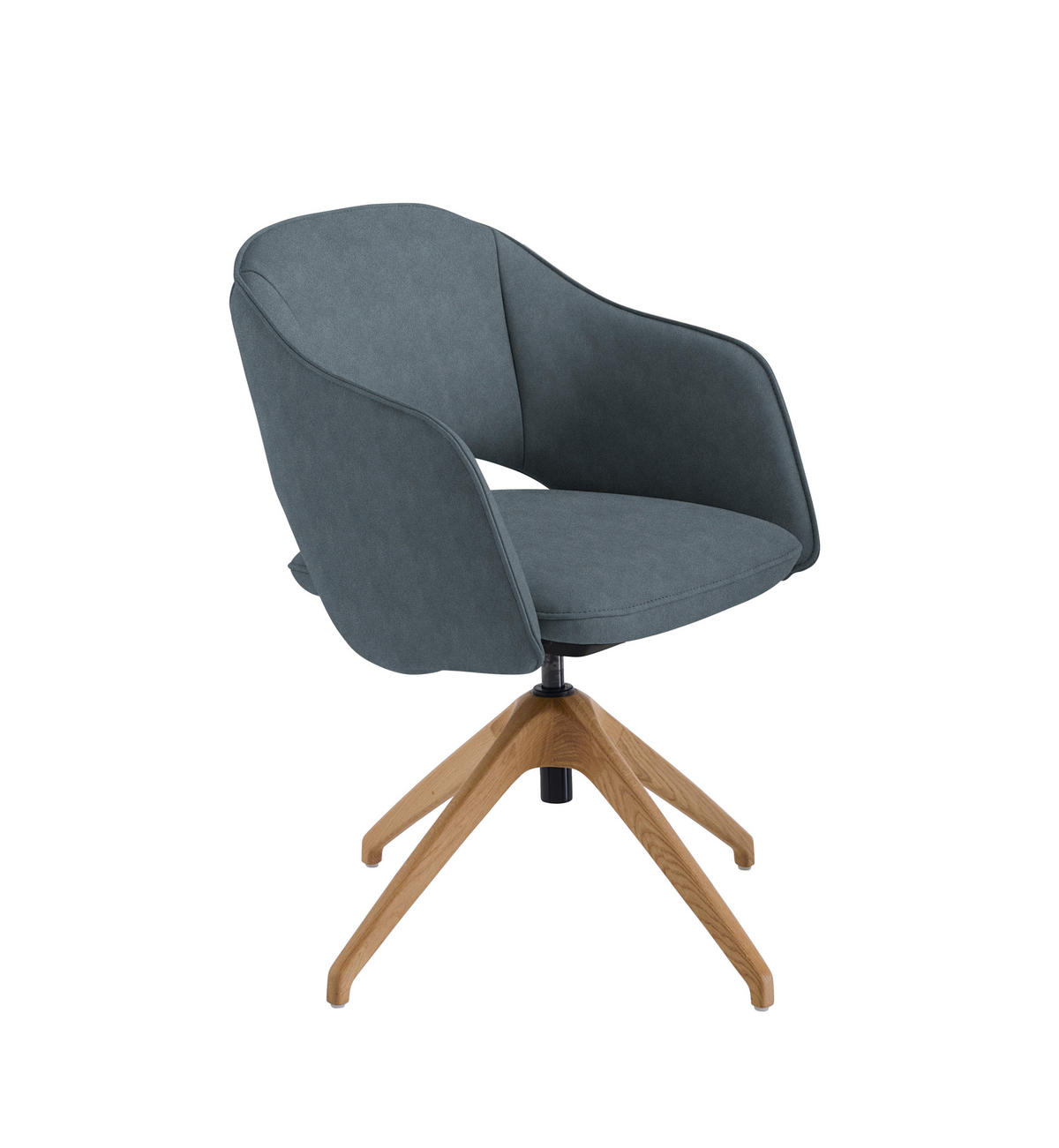 ARMLEHNSTUHL  in Echtleder naturbelassen  - Wildeiche/Blaugrau, Design, Leder/Holz (63/74-90/57-73cm) - Koinor