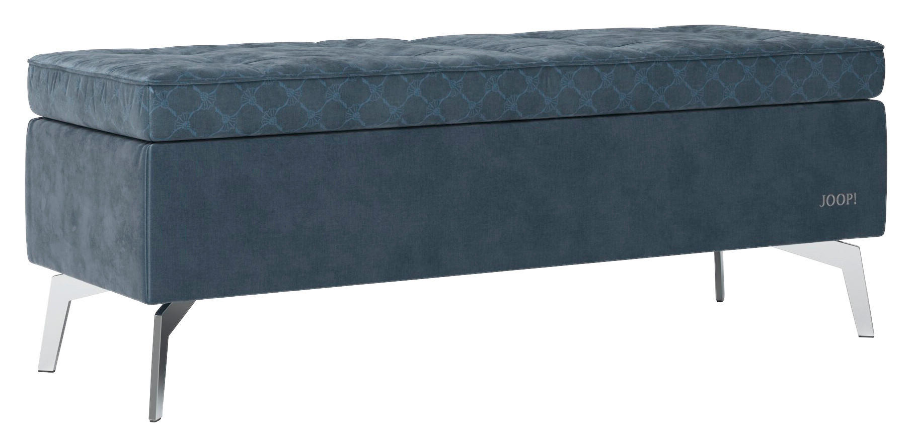 BETTBANK 143/54/51 cm   - Chromfarben/Graublau, Design, Textil/Metall (143/54/51cm) - Joop!