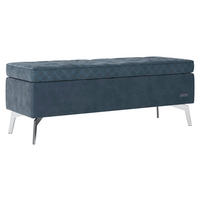 BETTBANK 143/54/51 cm   - Chromfarben/Graublau, Design, Textil/Metall (143/54/51cm) - Joop!
