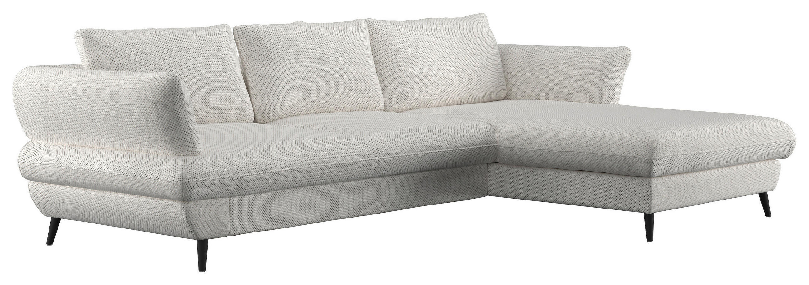 ECKSOFA Creme Velours  - Creme/Schwarz, Design, Textil/Metall (281/181cm) - Livetastic