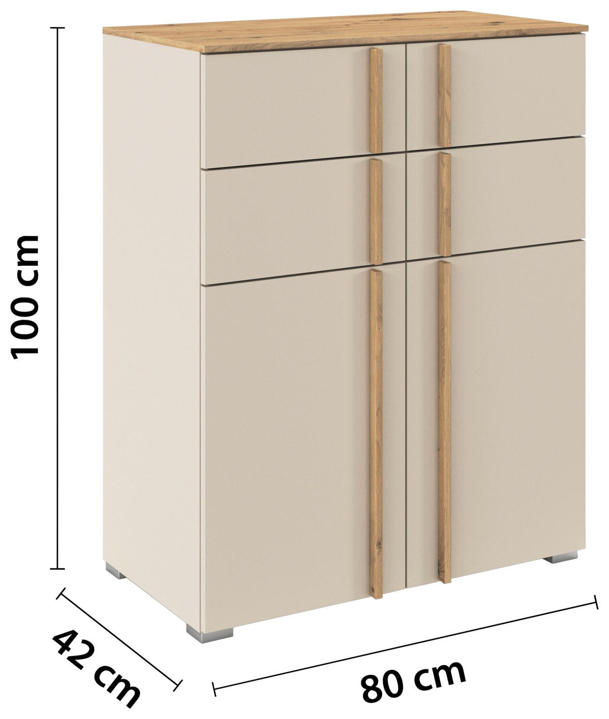 KOMMODE  in 80/100/42 cm  - Champagner/Alufarben, Design, Holz/Holzwerkstoff (80/100/42cm) - Stylife
