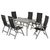 GARTENSET 7-teilig Aluminium 7-teilig  - Silberfarben/Schwarz, MODERN, Textil/Metall - Gardenson