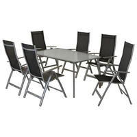 GARTENSET 7-teilig Aluminium 7-teilig  - Silberfarben/Schwarz, MODERN, Textil/Metall - Gardenson