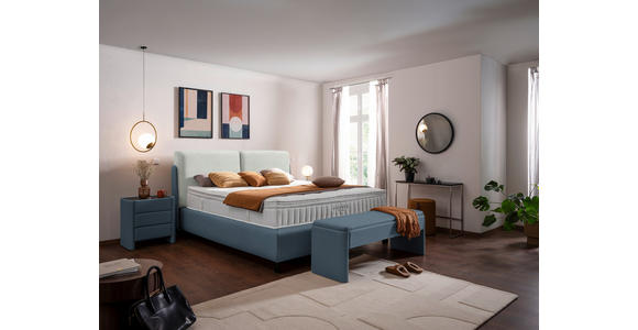 BOXSPRINGBETT 180/200 cm  in Blau, Hellgrau  - Blau/Hellgrau, Design, Textil/Metall (180/200cm) - Johann Jakob