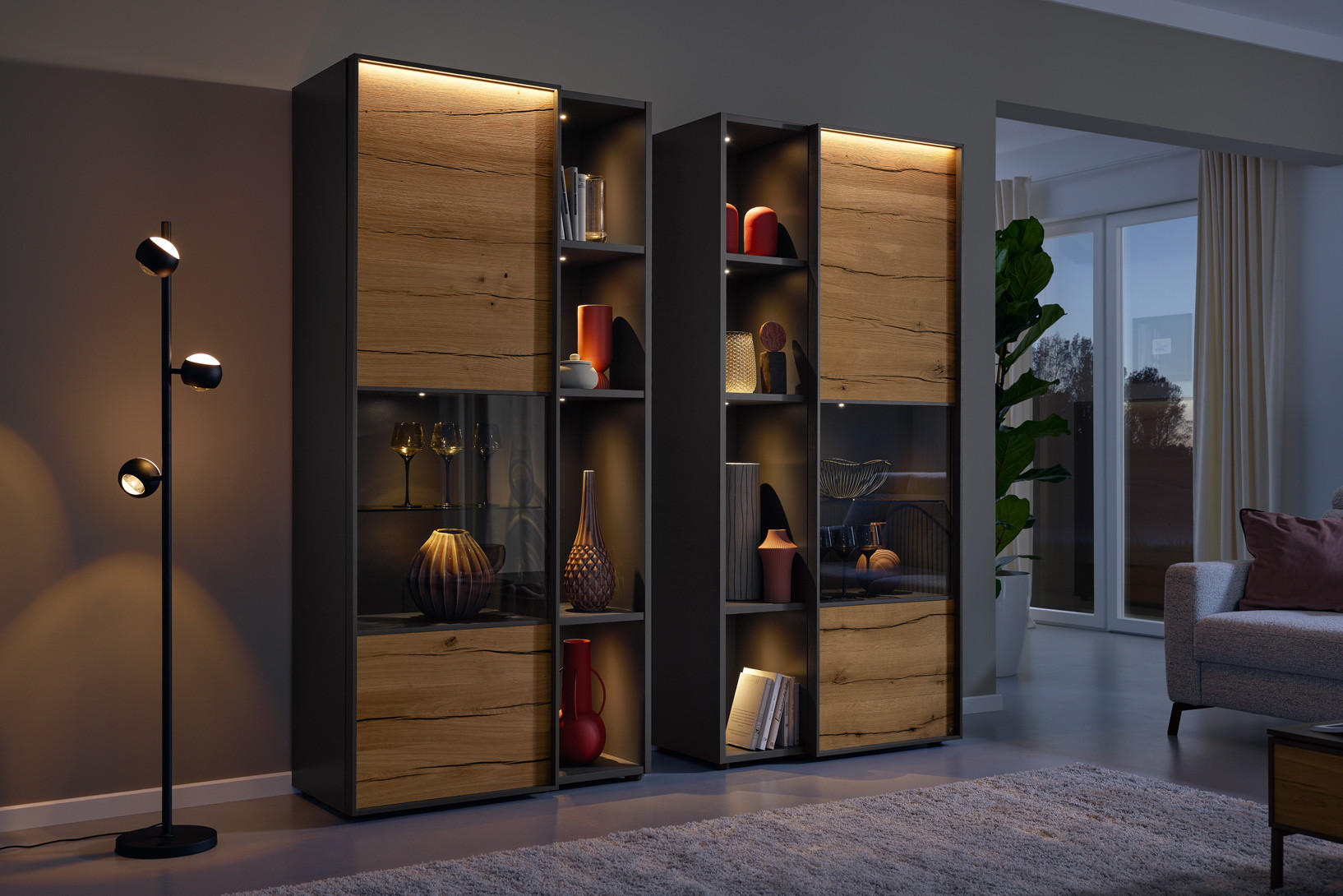 STOJACÍ LED SVÍTIDLO, 25/150 cm  - černá/průhledné, Design, kov/plast (25/150cm) - Musterring