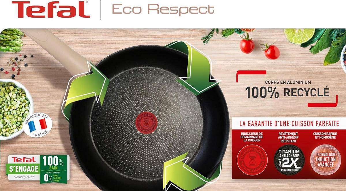 BRATPFANNE Tefal Eco Respect 28 cm  - Schwarz Hochglanz/Cognac, Basics, Metall (28cm) - Tefal