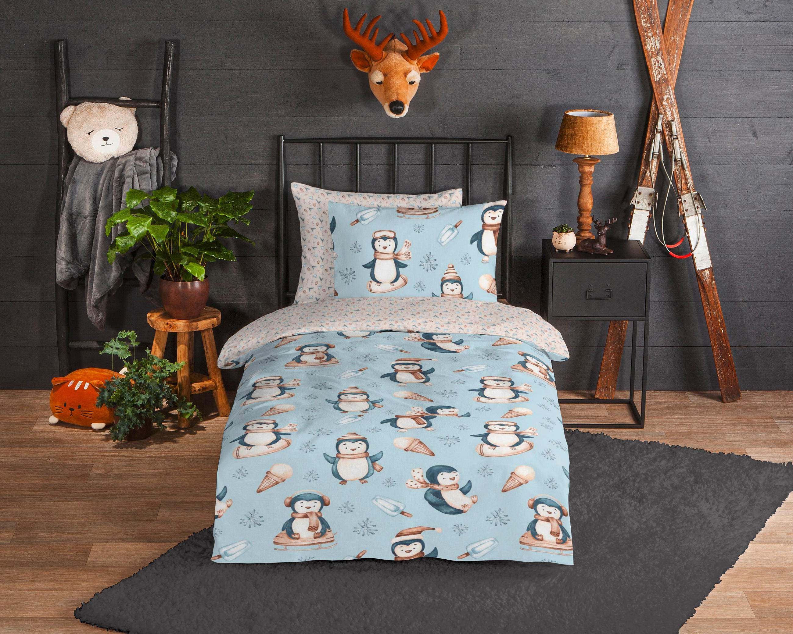 KINDERBETTWÄSCHE 140/200 cm  - Sandfarben/Blau, Textil (140/200cm)