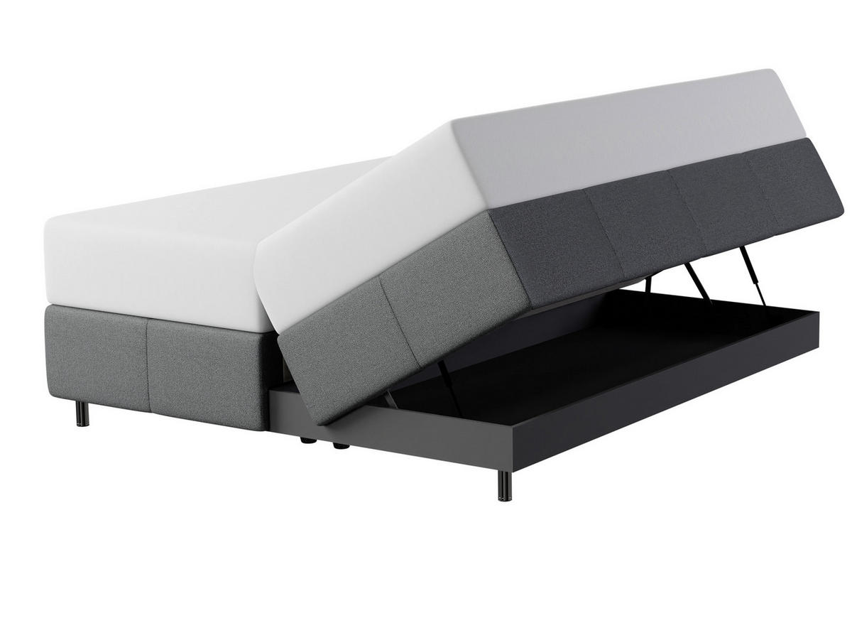 BOXSPRING KREVET 180/200 cm     crna  - crna/boje aluminija, Design, tekstil/metal (180/200cm) - Dieter Knoll