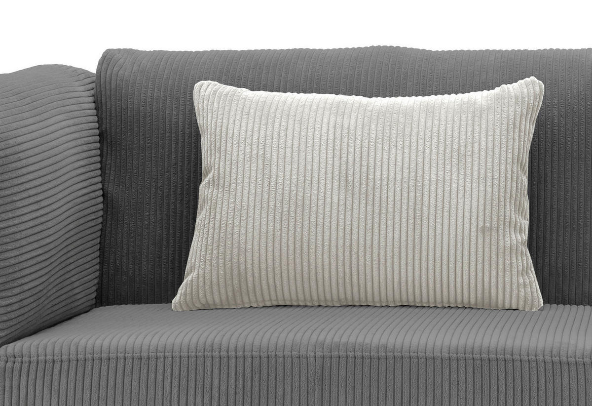 3-SITZER-SOFA in Cord Grau  - Silberfarben/Schwarz, Design, Textil/Metall (250/82/112cm) - Livetastic