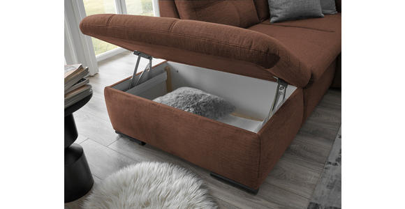 ECKSOFA in Mikrovelours Kupferfarben - Schwarz/Kupferfarben, KONVENTIONELL, Kunststoff/Textil (217/265cm) - Carryhome