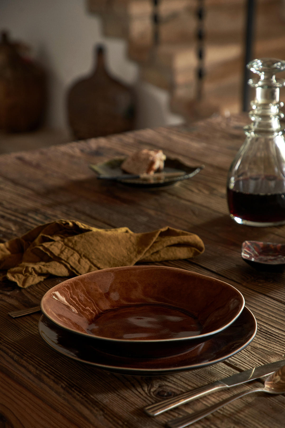KOMBISERVICE Schwarz, Cognac RIVIERA 30-teilig 6 Personen  - Cognac/Schwarz, Basics, Keramik - Costa Nova
