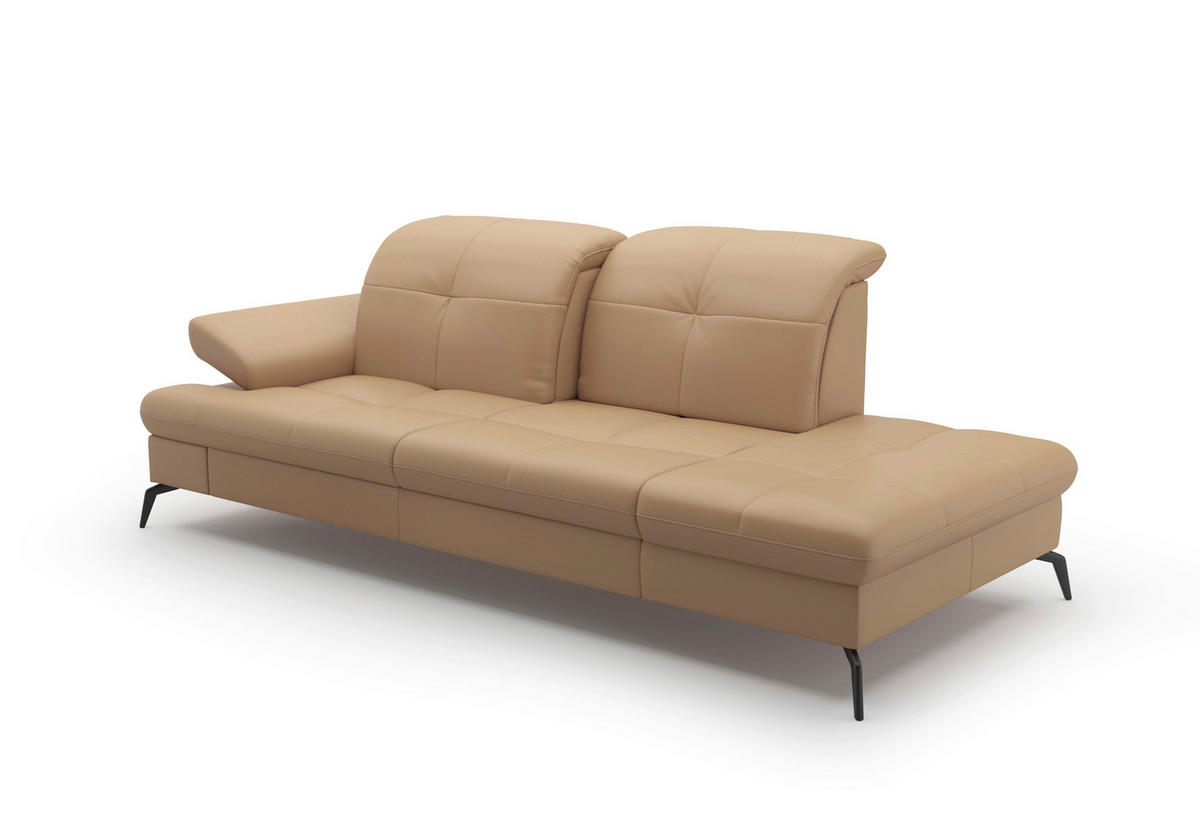 RÉCAMIERE in Echtleder Cappuccino  - Schwarz/Cappuccino, Konventionell, Leder/Metall (231/90/122cm) - Sit & More