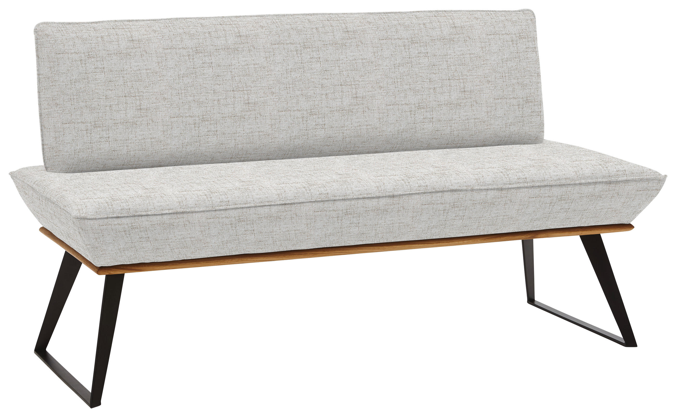 SITZBANK 140/87/64 cm  in Schwarz, Eichefarben, Beige  - Eichefarben/Beige, Design, Holz/Textil (140/87/64cm) - Voleo