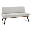 SITZBANK 140/87/64 cm Webstoff Schwarz, Eichefarben, Beige Eiche massiv Metall  - Eichefarben/Beige, Design, Holz/Textil (140/87/64cm) - Voleo