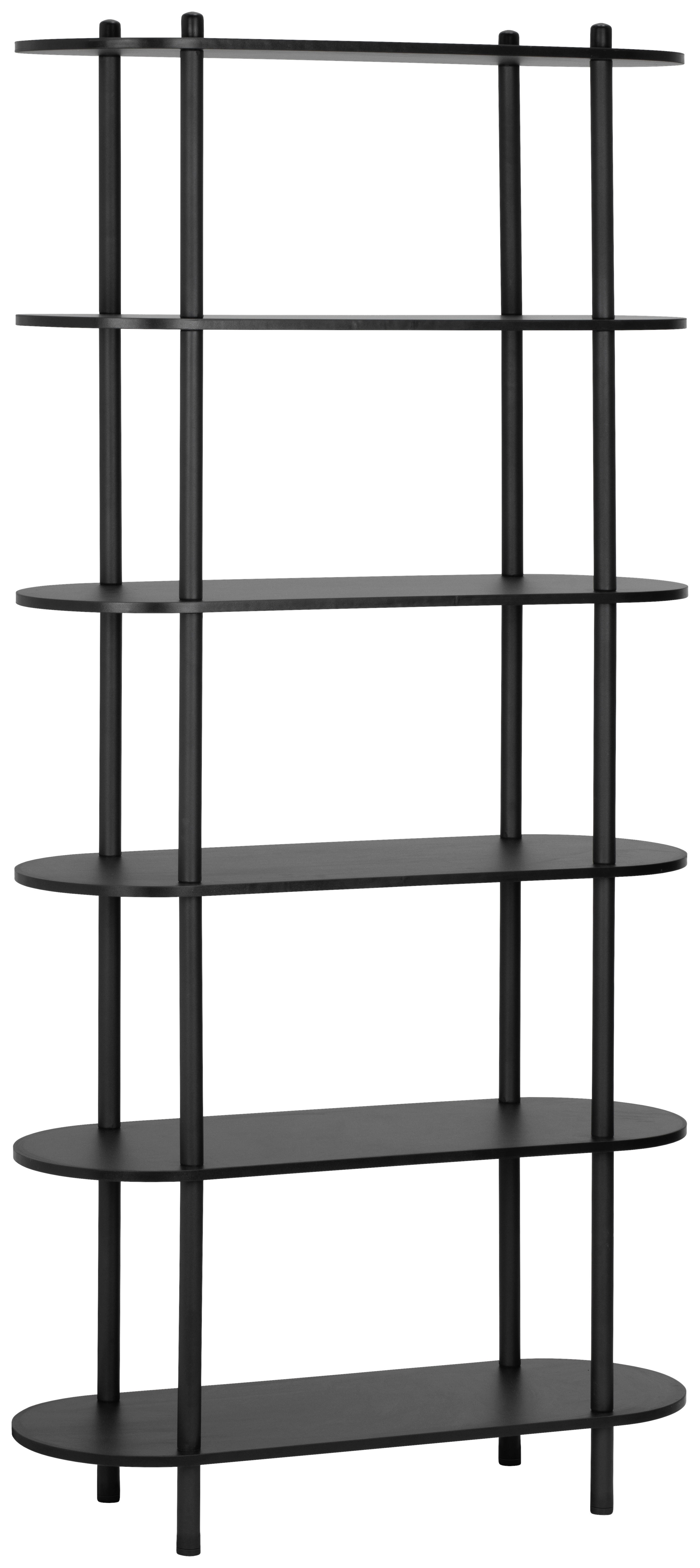 REGAL  90/160/30 cm Schwarz  - Schwarz, MODERN, Holzwerkstoff/Metall (90/160/30cm) - PBJ