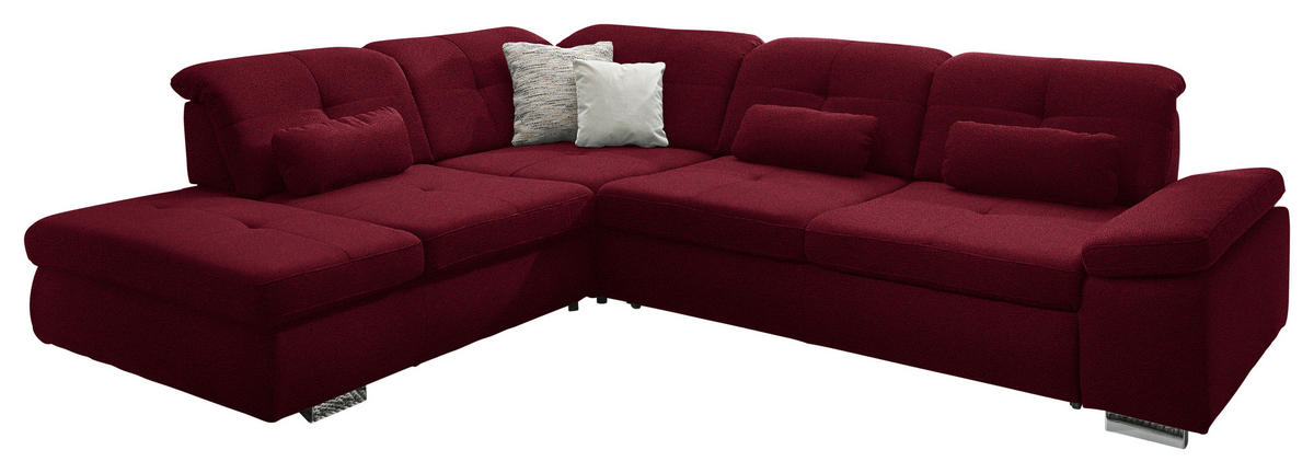 ECKSOFA  in Mikrofaser Weinrot  260/312 cm  - Chromfarben/Weinrot, Design, Textil/Metall (260/312cm) - Beldomo Style