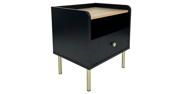 NACHTKÄSTCHEN in Schwarz, Eichefarben - Eichefarben/Goldfarben, Design, Holzwerkstoff/Metall (50/54/40cm) - Xora