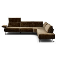 ECKSOFA Cosy Braun Samt  - Schwarz/Braun, Design, Textil/Metall (288-303/213cm) - SENSOO