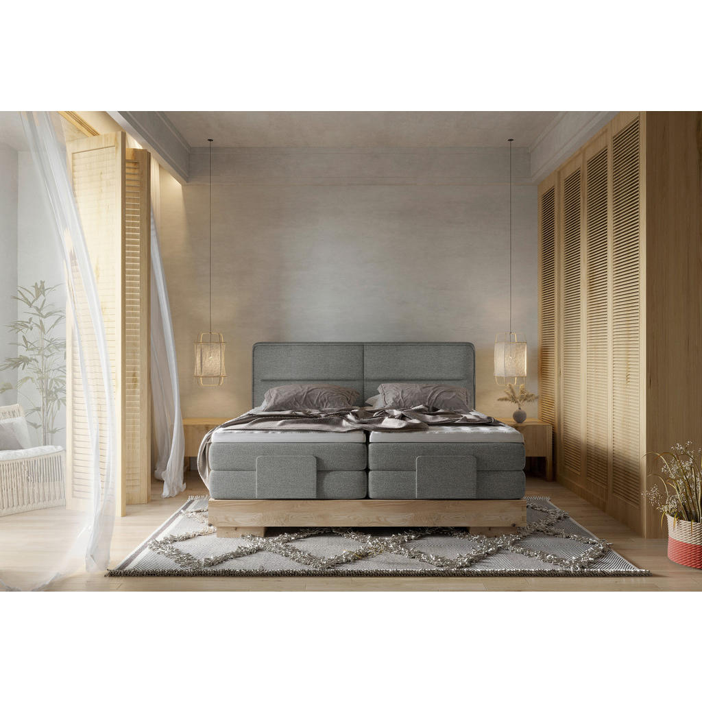Thumbnail - Valnatura Boxspringbett, Grau, Eiche, Textil, Eiche, massiv, H2, 7-Zonen, Höhe ca. 17,5 cm, 180x200 cm, Fsc, Reach, Made...