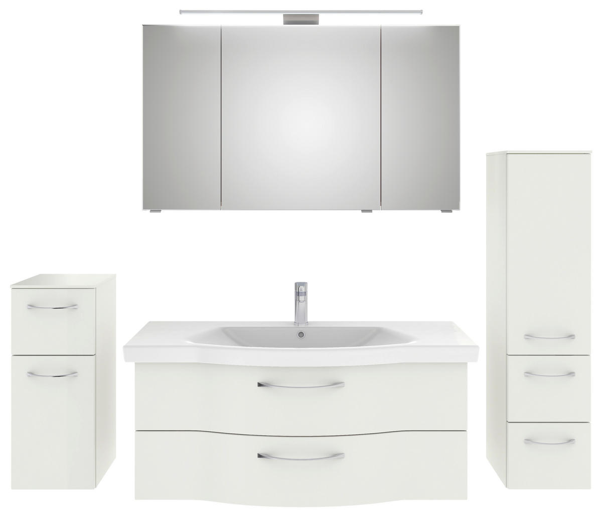 BADEZIMMER 5-teilig  in 182 cm  - Chromfarben/Weiß Hochglanz, KONVENTIONELL, Glas/Keramik (182cm) - Pelipal