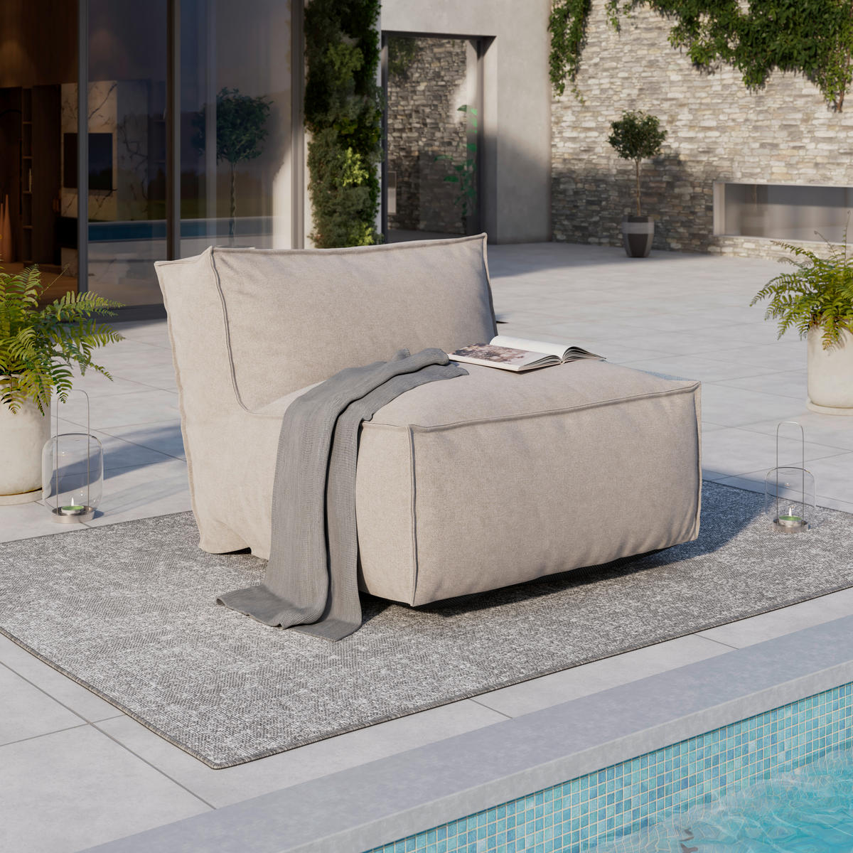 RELAXAČNÍ POHOVKA textil - béžová, Moderní, textil (95/80/95cm) - Ambia Garden