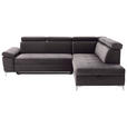 ECKSOFA in Samt Grau  - Chromfarben/Grau, KONVENTIONELL, Textil/Metall (271/206cm) - Carryhome