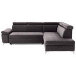 ECKSOFA in Samt Grau  - Chromfarben/Grau, KONVENTIONELL, Textil/Metall (271/206cm) - Carryhome