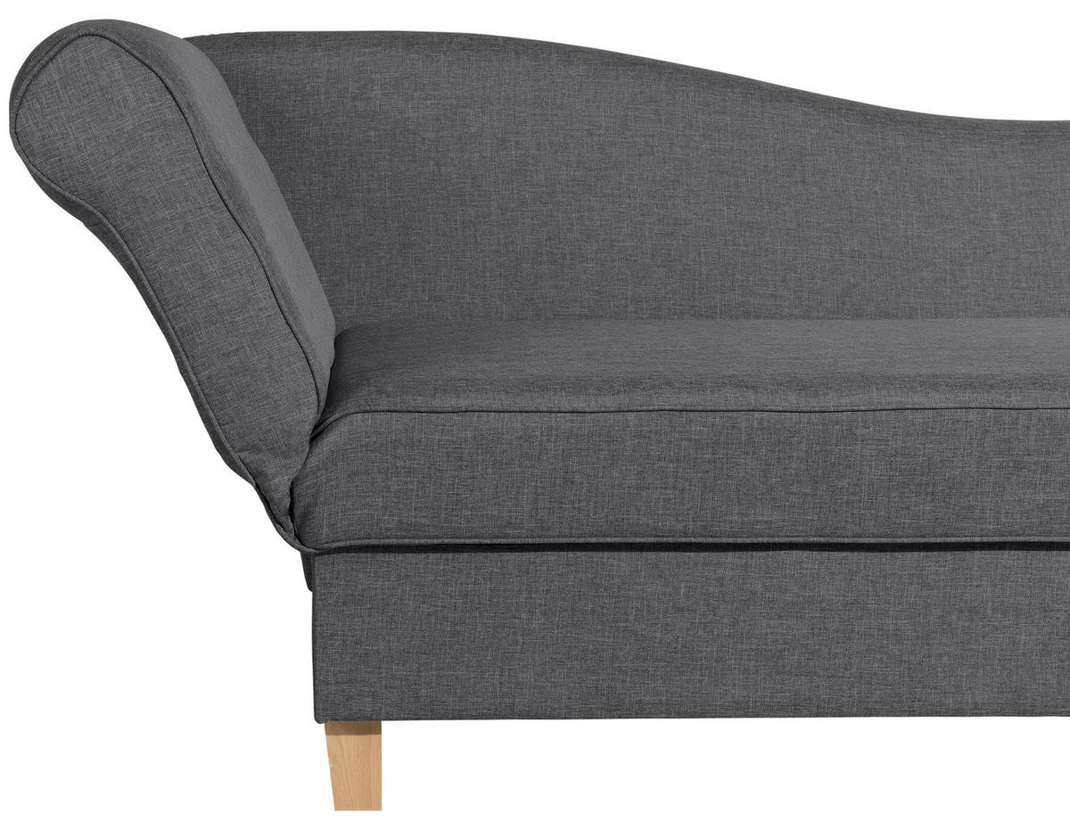RÉCAMIERE in Flachgewebe Graphitfarben  - Buchefarben/Graphitfarben, Design, Holz/Textil (190/88/82cm) - Max Winzer