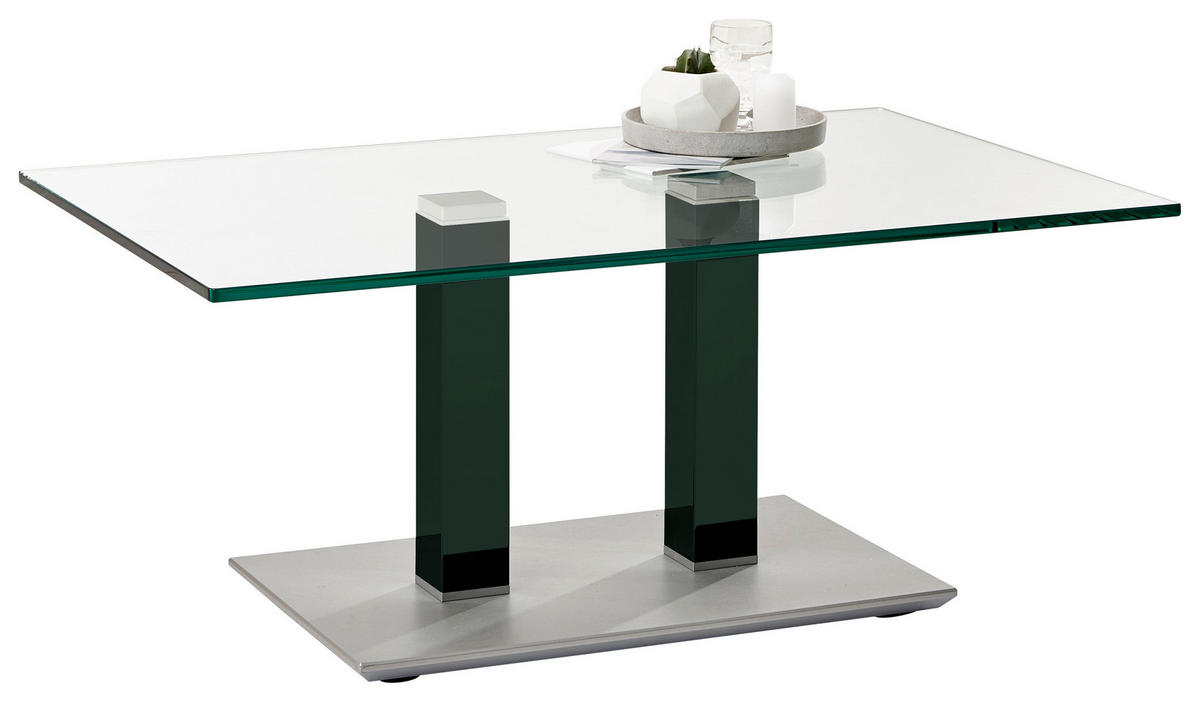 COUCHTISCH in Metall, Glas 110/70/46-65 cm  - Edelstahlfarben/Grün, Design, Glas/Kunststoff (110/70/46-65cm)