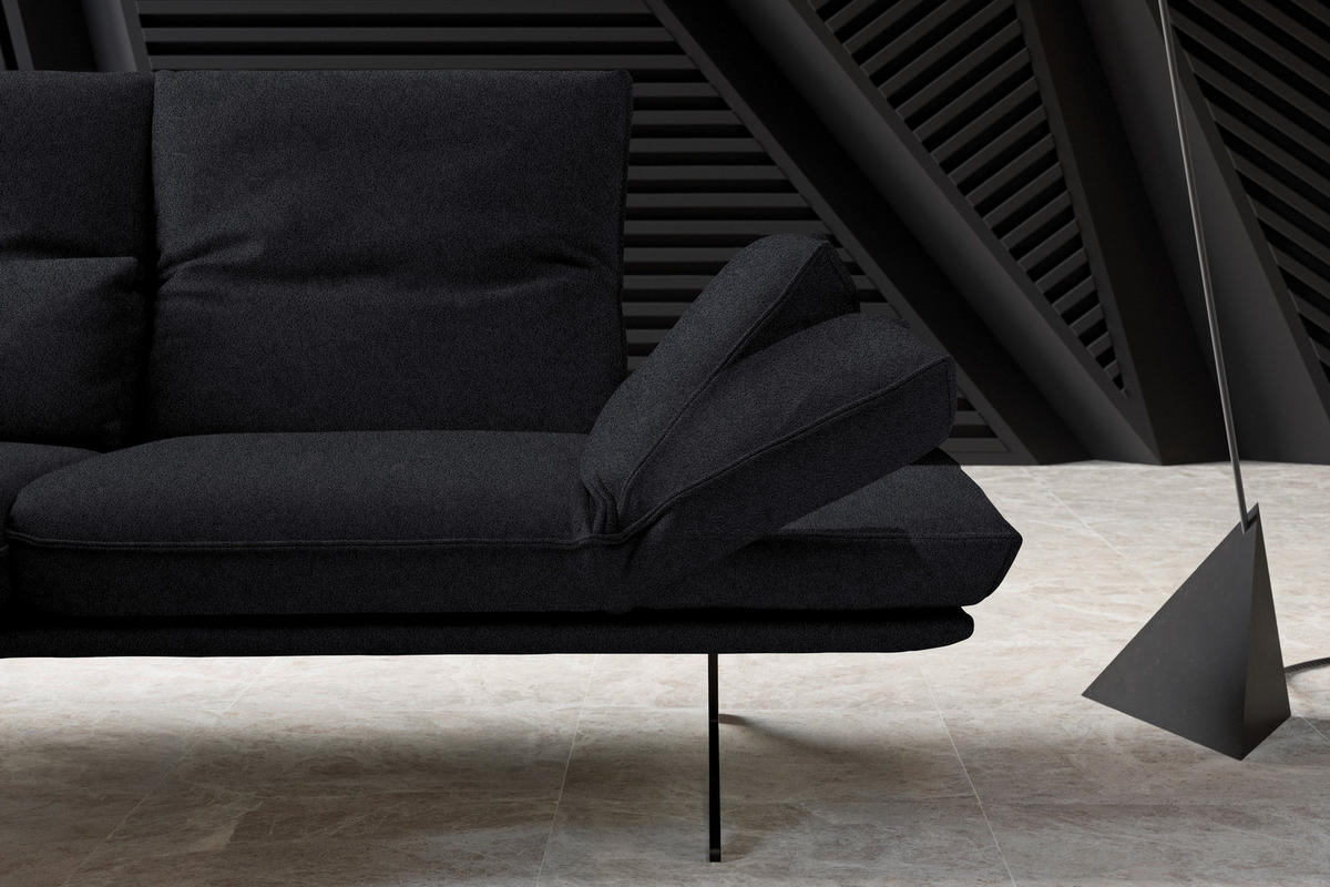 ECKSOFA in Echtleder Anthrazit  - Gelb/Anthrazit, Design, Leder/Metall (130/210cm) - Dieter Knoll